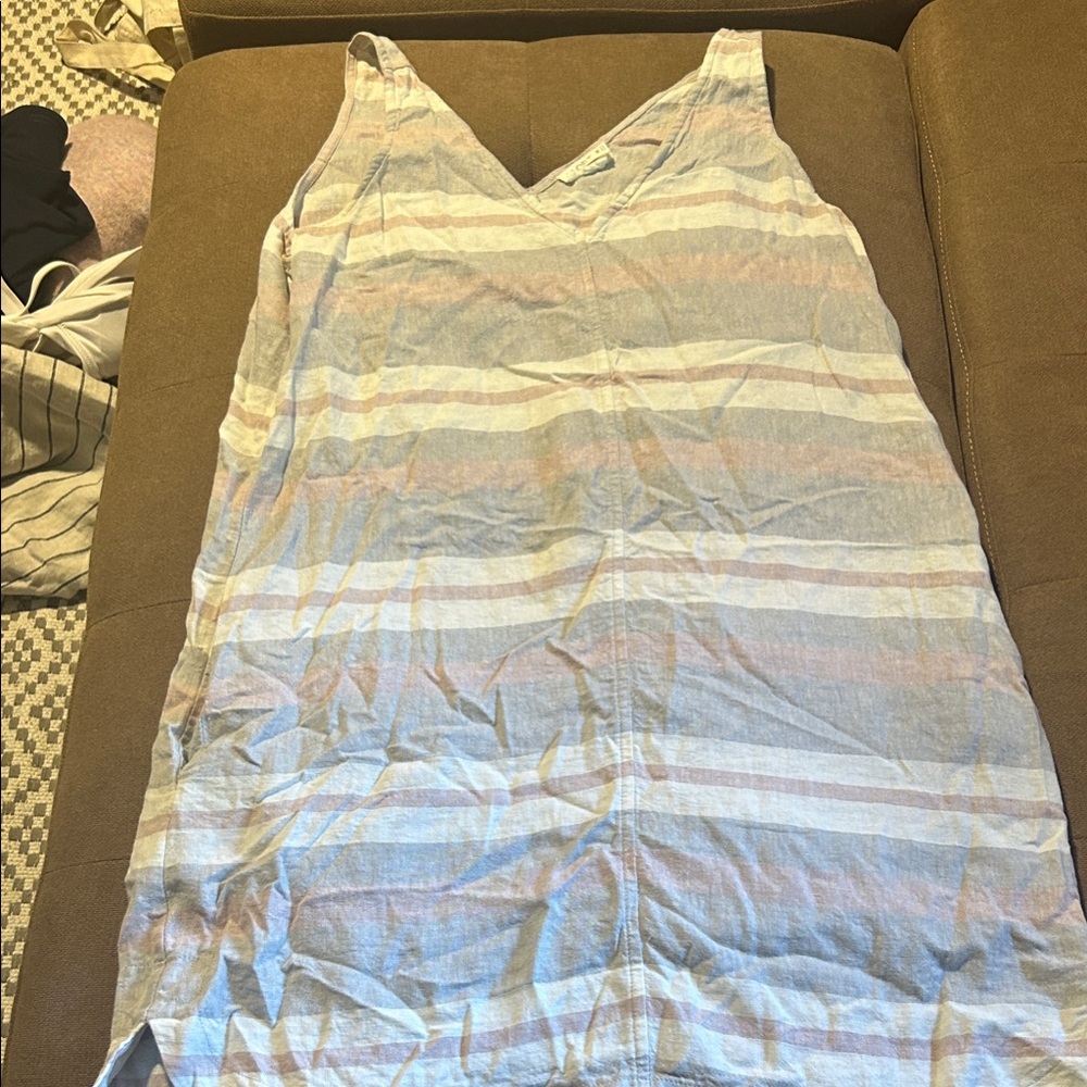 Linen Striped Sleeveless Dress